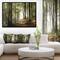 Designart - Green Fall Forest with Sun Rays - Landscape Photography Framed Canvas Print